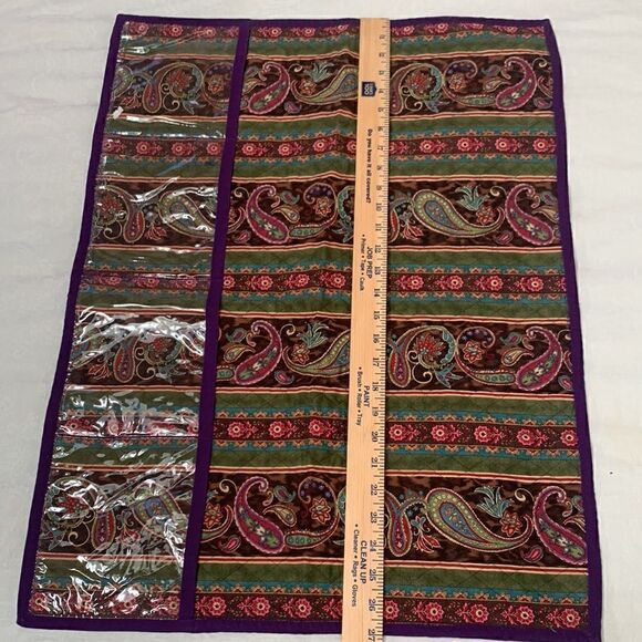 Quilted Bedside Organizer Pockets Hand Crafted Paisley - Picture 3 of 7